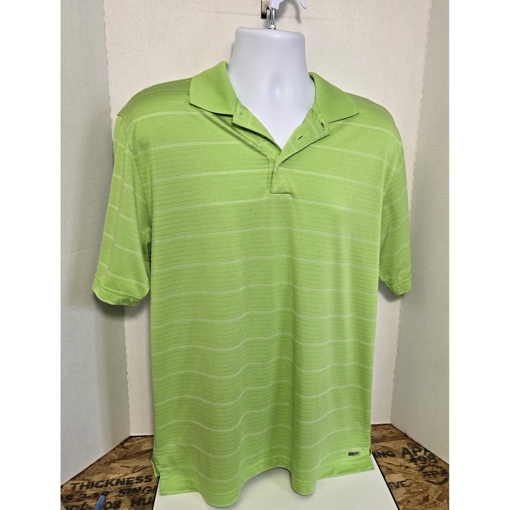 C9 Champion Golf Mens Lime‎ Green Striped Performance Polo Shirt Size M D9660